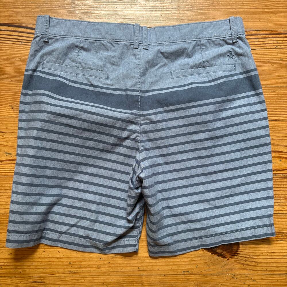 NWT Penguin blue striped chino mens shorts‎ SIZE 36 - Picture 5 of 5